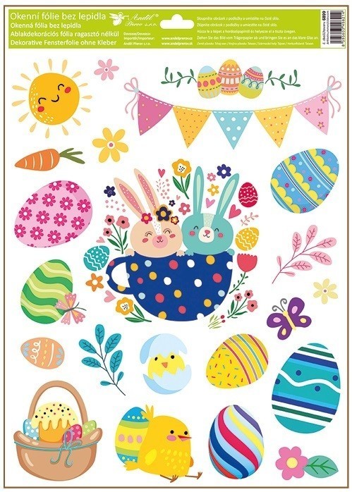 Anděl Okenní fólie s glitry - velikonoční nálada - 30 x 42 cm - 6899