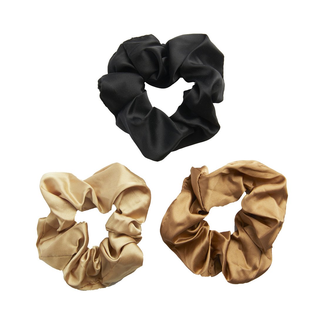 Revolution Gumičky do vlasů Black/Blush/Nude (Satin Wide Scrunchie) 3 ks
