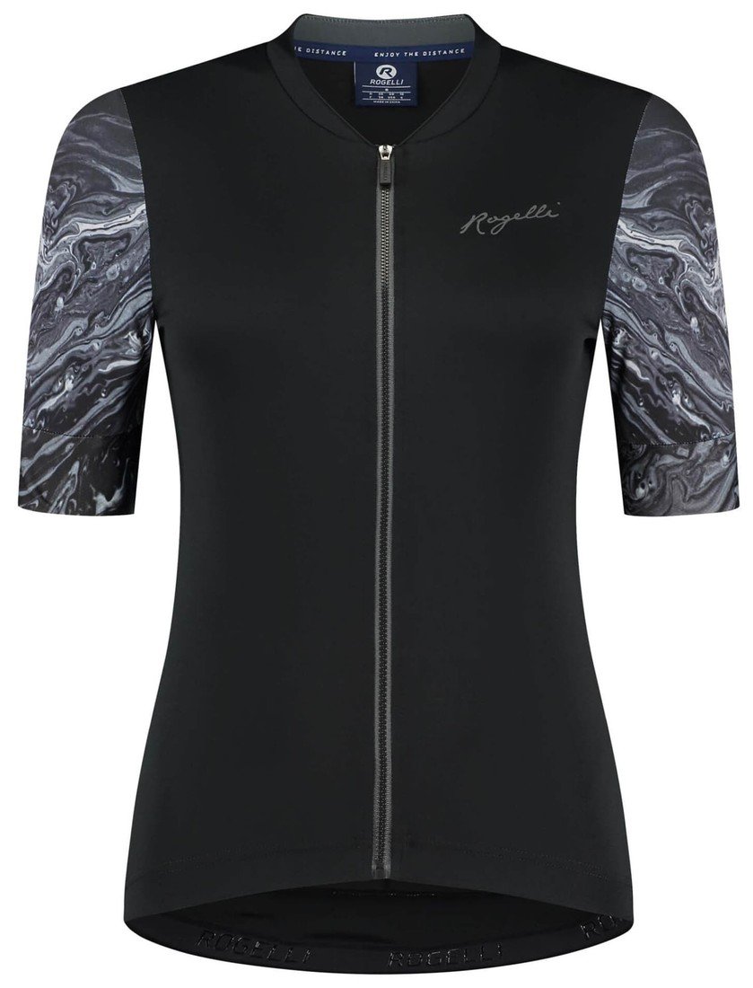 Elegantní dámský cyklistický dres Rogelli LIQUID s krátkým rukávem, černo-šedý L