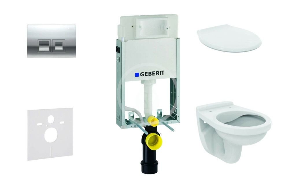 GEBERIT Kombifix Set předstěnové instalace, klozet Alpha se sedátkem, tlačítko Delta50, lesklý chrom 110.100.00.1 NR5