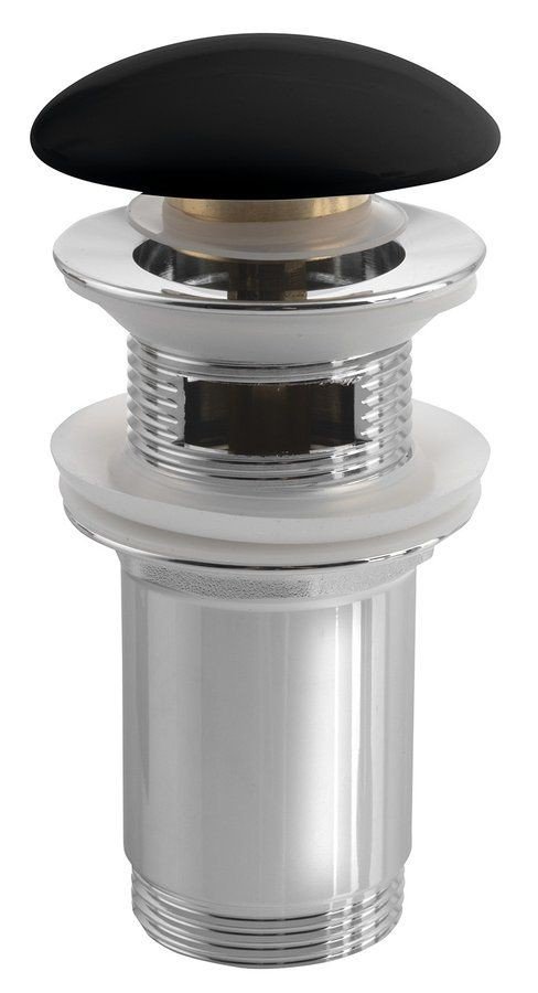 SAPHO Umyvadlová výpust 5/4“ pro přepad, click-clack, keramická zátka, tl.10-50mm, černá mat AR903