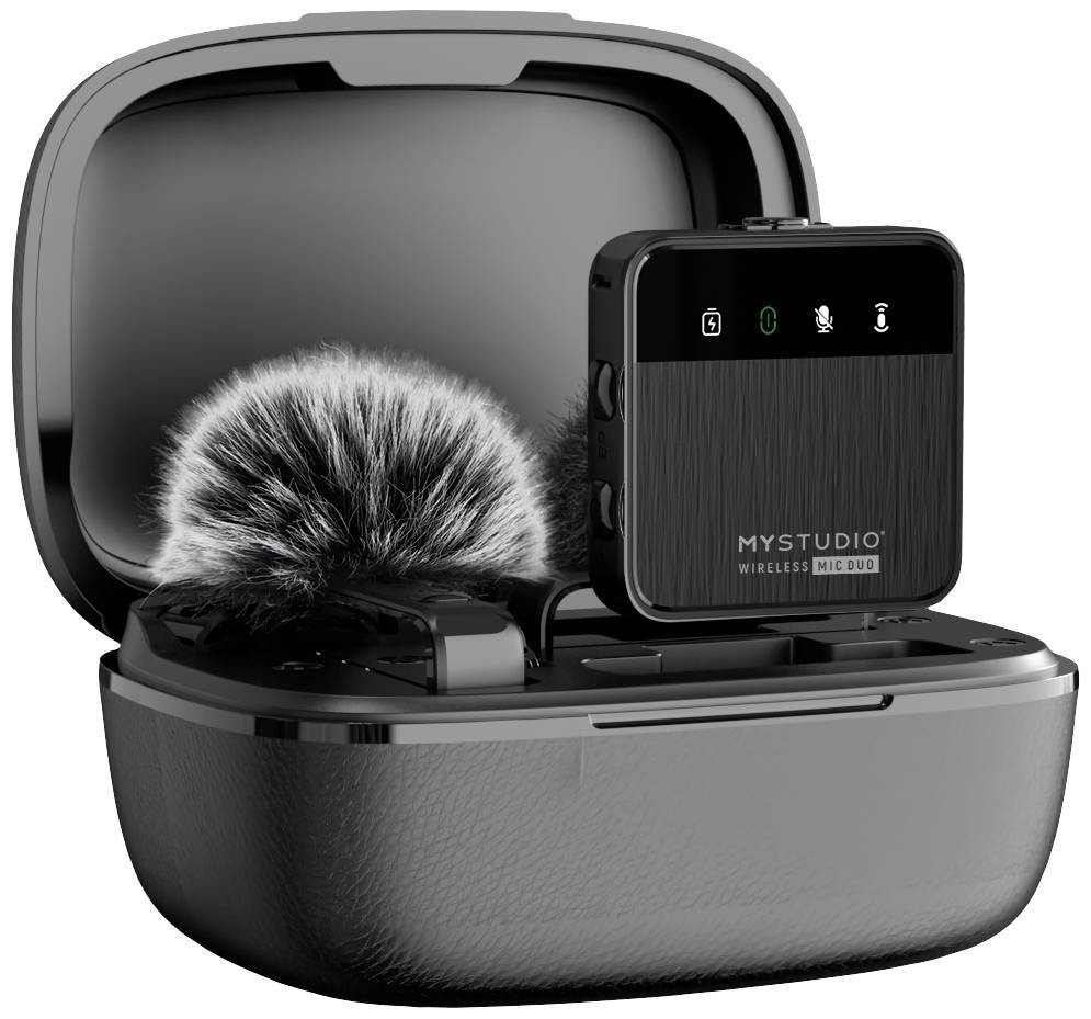 Easypix MyStudio® Wireless Mic Duo nasazovací studiový mikrofon Druh přenosu:kabelový, bezdrátový vč. ochrany proti větru, vč. pouzdra na mikrofon