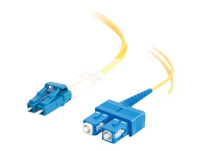 C2G LC-SC 9/125 OS1 Duplex Singlemode PVC Fiber Optic Cable (LSZH) - Patch kabel - jednoduchý režim SC (M) do jednoduchý režim LC (M) - 2 m - optické vlákno - duplex - 9 / 125 mikron - OS1 - neobsahuje halogen - žlutá