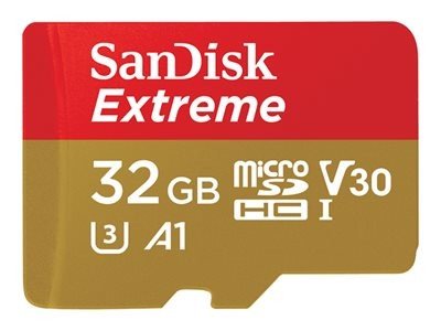 SanDisk Extreme - Paměťová karta flash (adaptér microSDHC - SD zahrnuto) - 32 GB - A1 / Video Class V30 / UHS-I U3 - microSDHC UHS-I