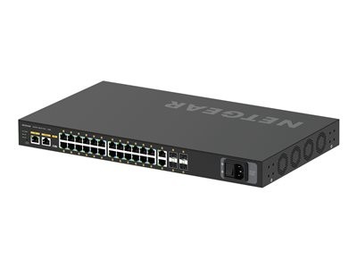 NETGEAR AV Line M4250-26G4F-PoE+ - Přepínač - L3 - řízený - 24 x 10/100/1000 (PoE+) + 2 x 10/100/1000 + 4 x 1000Base-X SFP - proudění vzduchu ze strany na stranu - Lze montovat do rozvaděče - PoE+ (300 W), GSM4230P-100EUS