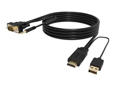 VISION Techconnect - Kabel video/audio - HDMI, USB (pouze napájení) s piny (male) do HD-15 (VGA), mini-phone stereo 3.5 mm s piny (male) - 2 m - černá - USB napájení