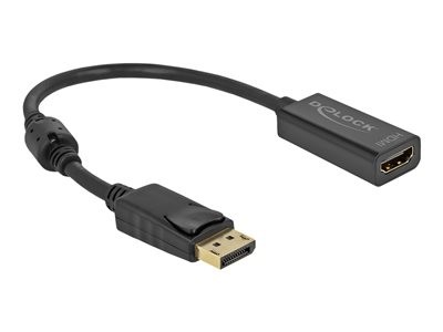 Delock - Video adaptér - DisplayPort s piny (male) s jazýčkem do HDMI se zdířkami (female) - 20 cm - černá - pasivní, podpora 4K30Hz