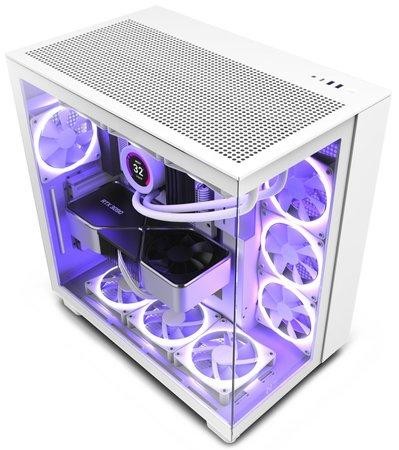 NZXT skříň H9 Flow dvoukomorová ATX / 4x120mm fan / až 10xfan / perforovaný top / proskl. bočnice, front / bílá, CM-H91FW-01