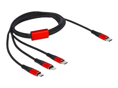 Delock 3 in 1 - Kabel pouze pro nabíjení - USB-C s piny (male) do Micro USB typ B, Lightning, USB-C s piny (male) - 1 m - černá