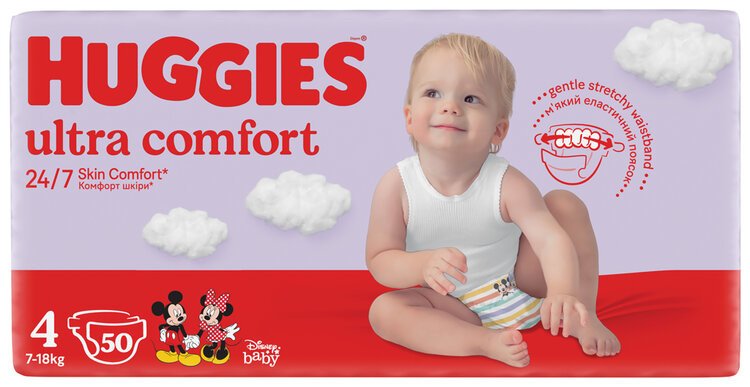 HUGGIES® Pleny jednorázové Ultra Comfort Jumbo 4 (7-18 kg), 50 ks