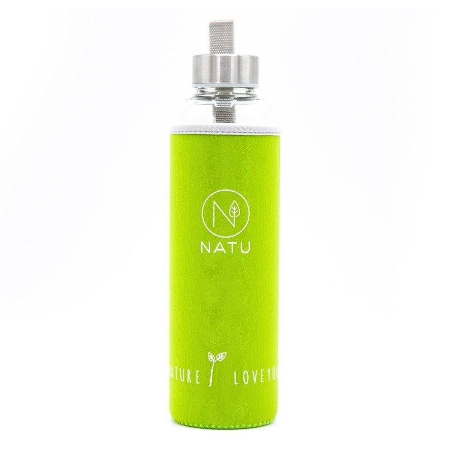 NATU Skleněná lahev 550 ml - zelený termo obal