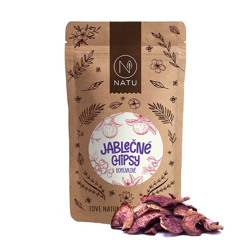 NATU Jablečné chipsy borůvkové 45g