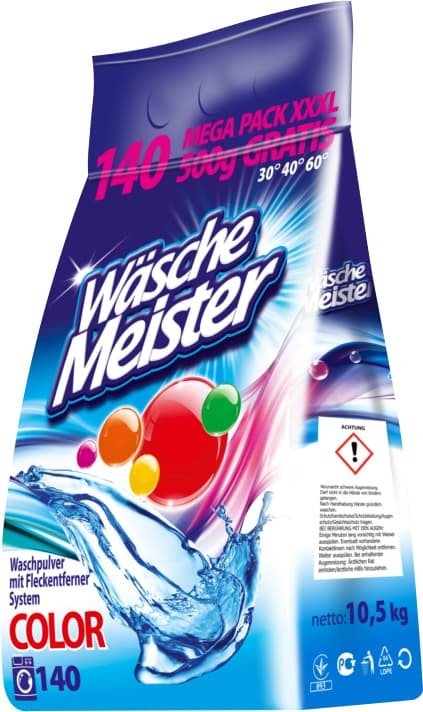 II. jakost WäscheMeister Wasche Meister 140 Dávek Color 10,5 Kg 10.5 kg