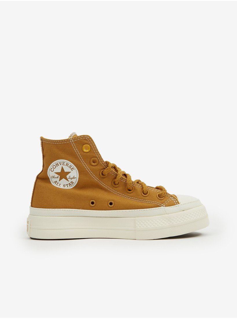 Hořčicové dámské kotníkové tenisky na platformě Converse Chuck T - Dámské