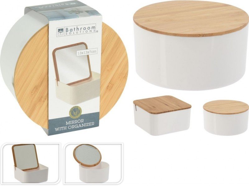 KOZÁČEK Dóza kosmetická se zrcátkem (mix kulatá a hranatá) WHITNEY