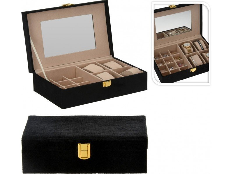 KOZÁČEK Šperkovnice se zrcátkem 25x16x7cm černá