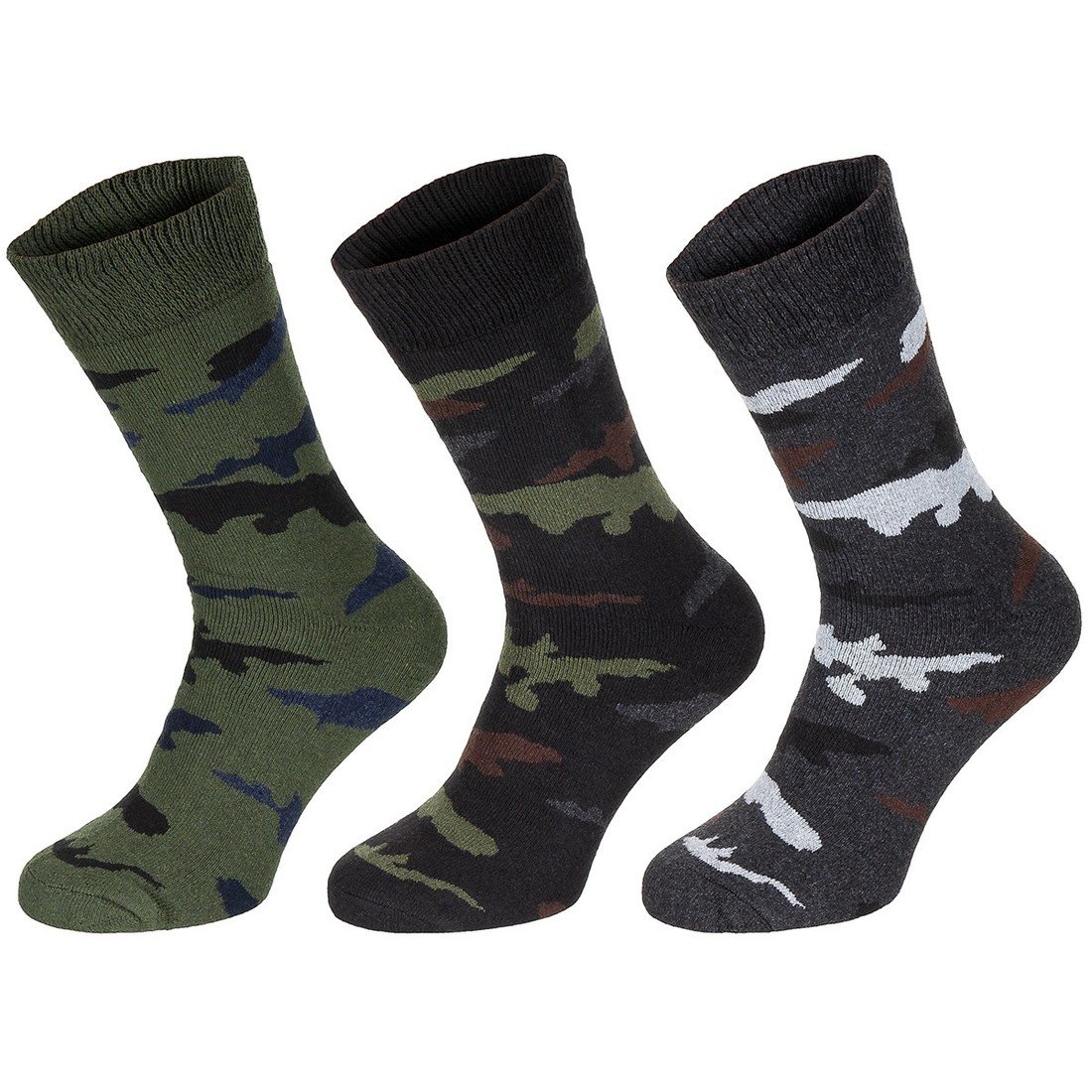 Ponožky vysoké Mezza Calzetta Esercito 3 ks - olivové-černé-šedé, 39-42
