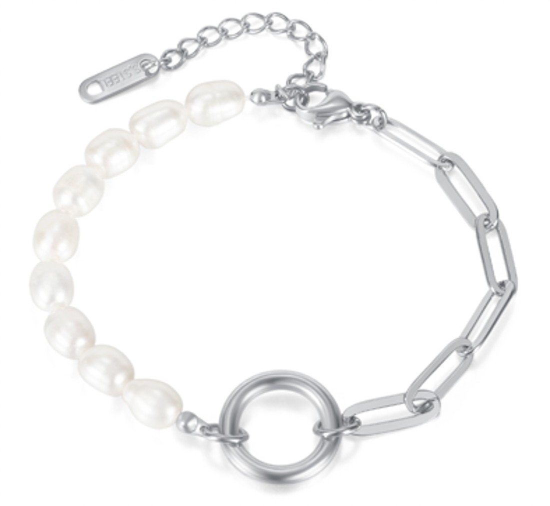 Troli Půvabný ocelový náramek s perlami sTO3942