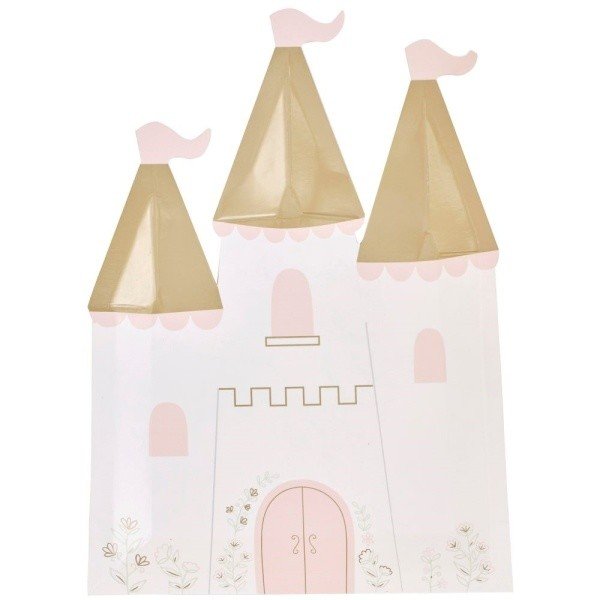 Talířky papírové Princess party Zámek 21 x 14 cm 8 ks