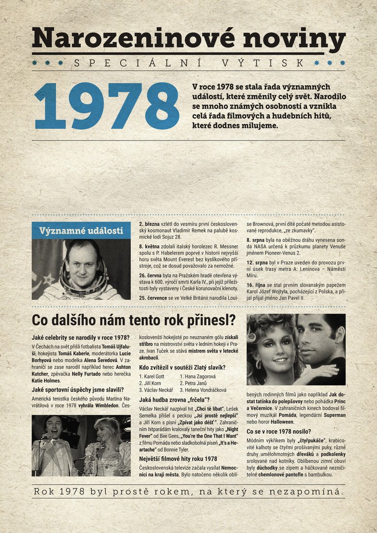 Narozeninové noviny 1978  s vlastním textem, Narozeninové noviny 1978