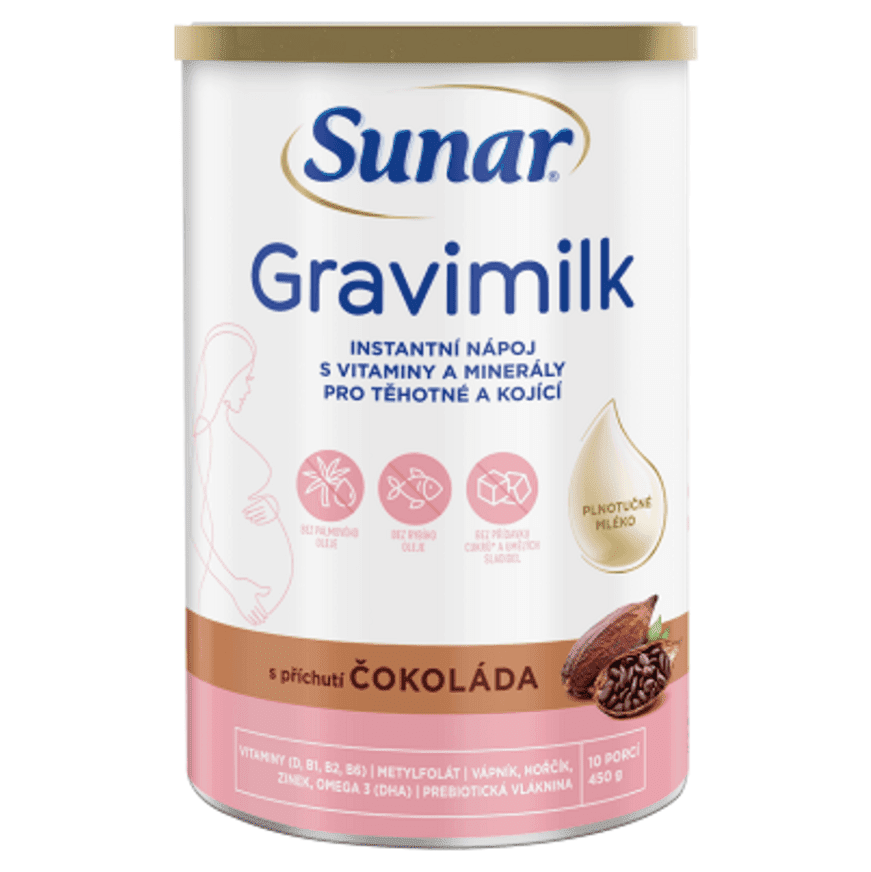 SUNAR Gravimilk s příchutí čokoláda pro těhotné a kojící ženy 450 g