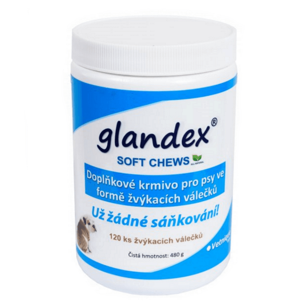 GLANDEX Soft Chews žvýkací válečky pro psy a kočky 120 ks