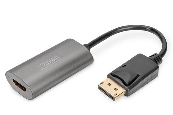 Digitus Převodník DP - HDMI, 20 cm 8K/60Hz, šedý, hliníkové pouzdro, DA-70823