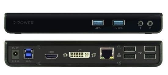 2-Power USB 3.0 Dokovací stanice Dual Display (1xDVI 1xHDMI 1x RJ45 2 xUSB 3.0 4xUSB 2.0  2xaudio), DOC0101A
