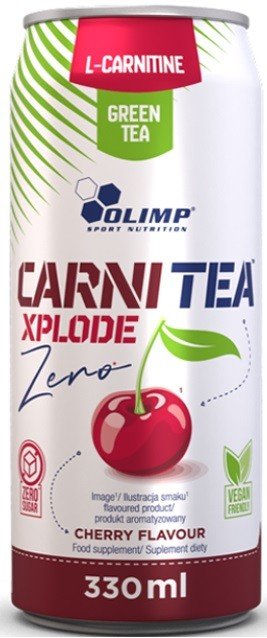 Olimp Carni Tea Xplode Zero 330 ml, nízkoenergetický sycený nápoj z extraktu zeleného čaje, Třešeň