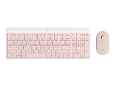 Logitech Slim Wireless Combo MK470 - Klávesnice a sada myši - bezdrátový - 2.4 GHz - QWERTY - US mezinárodní - ružová, 920-011322