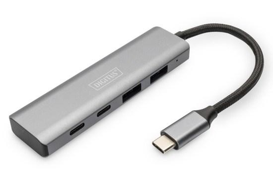 DIGITUS USB-C 4 Port HUB, 2x USB A + 2x USB-C, DA-70245
