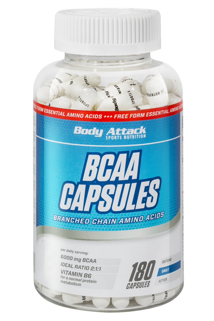 Body Attack BCAA 180 cps, větvené aminokyseliny BCAA 2:1:1