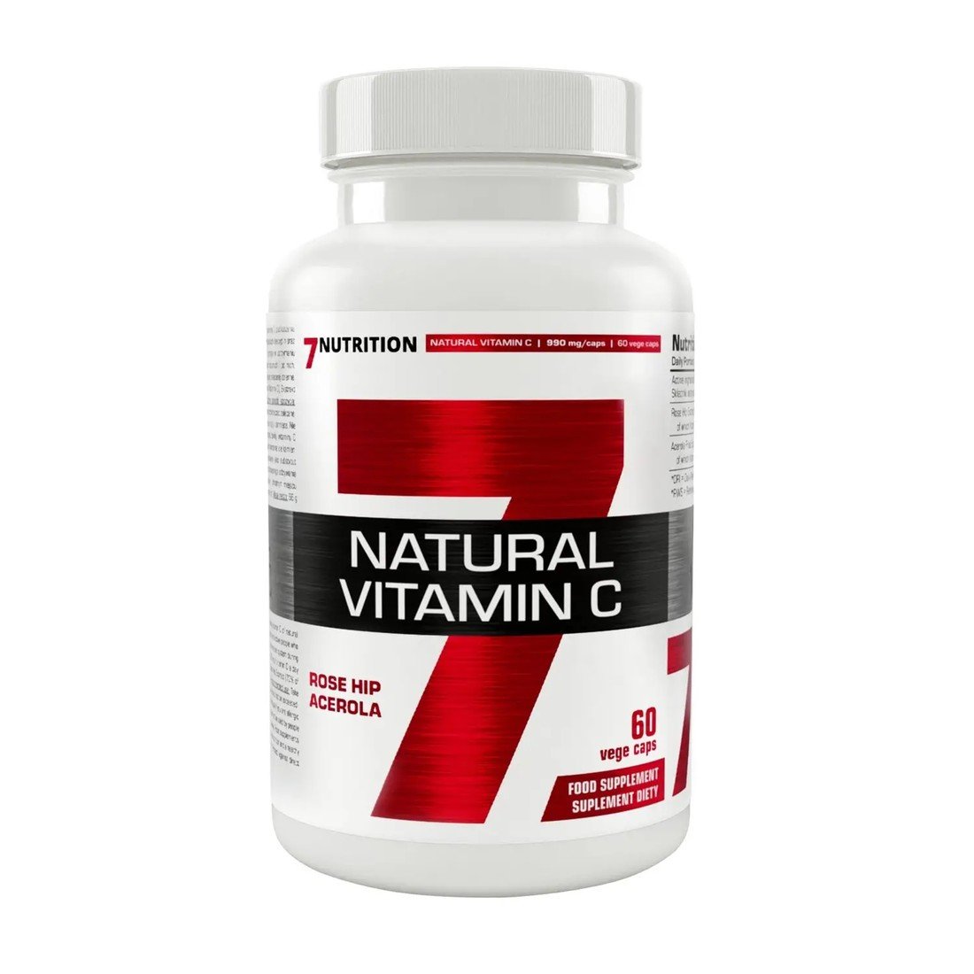 7NUTRITION Natural Vitamin C 60 Vege Caps, přírodní vitamín C z extraktu šípku a plodu aceroly