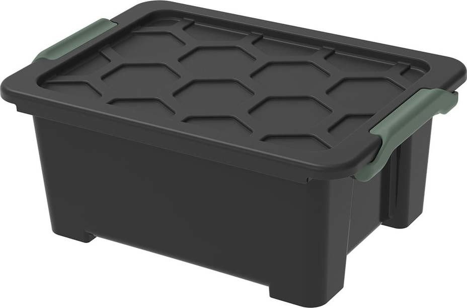 Leskle černý plastový úložný box s víkem Evo Safe - Rotho