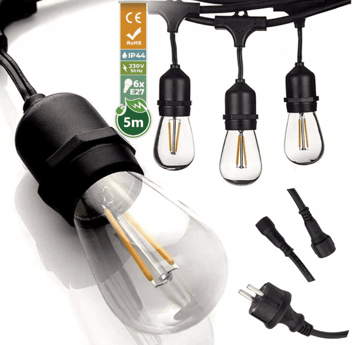 Berge LED zahradní řetěz 5m + 6x LED žárovka 1W