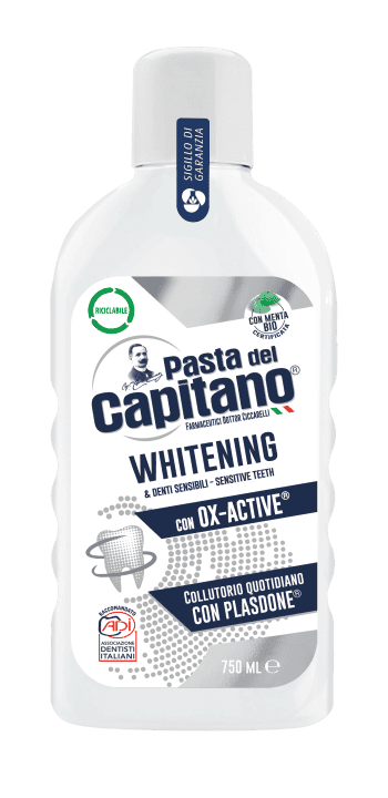 Pasta del capitano Whitening - ústní voda s bělícím účinkem 750ml + zdarma zubní pasta Basic