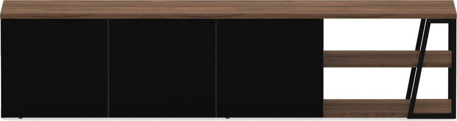 Černý TV stolek v dekoru ořechu 190x45 cm Albi - TemaHome