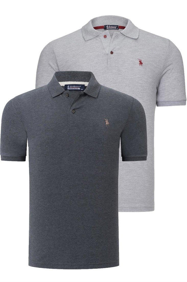 DUO SET T8561 DEWBERRY MENS TSHIRT-ANTHRACITE-GREY