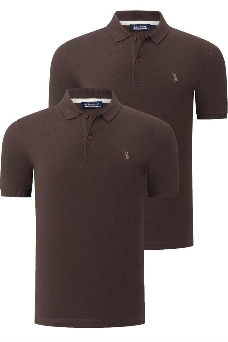 DUO SET T8561 DEWBERRY MEN'S TSHIRT-COFFEE-COFFEE