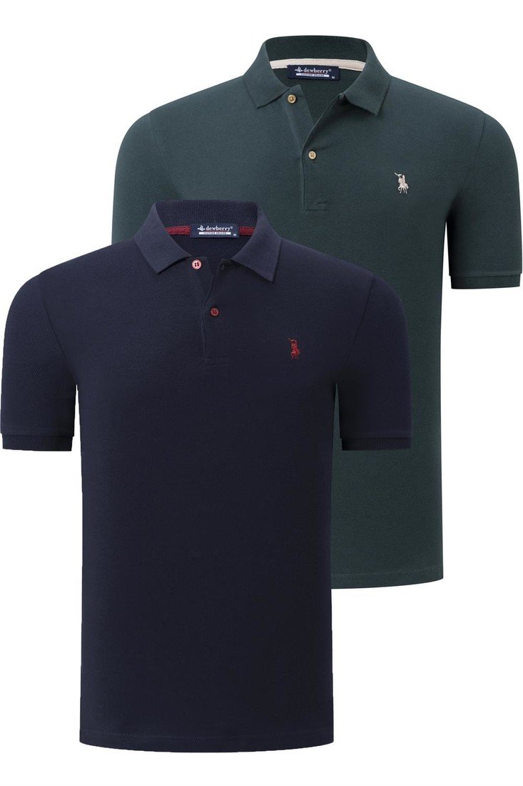 DUO SET T8561 DEWBERRY MEN'S TSHIRT-NAVY-KHAKI