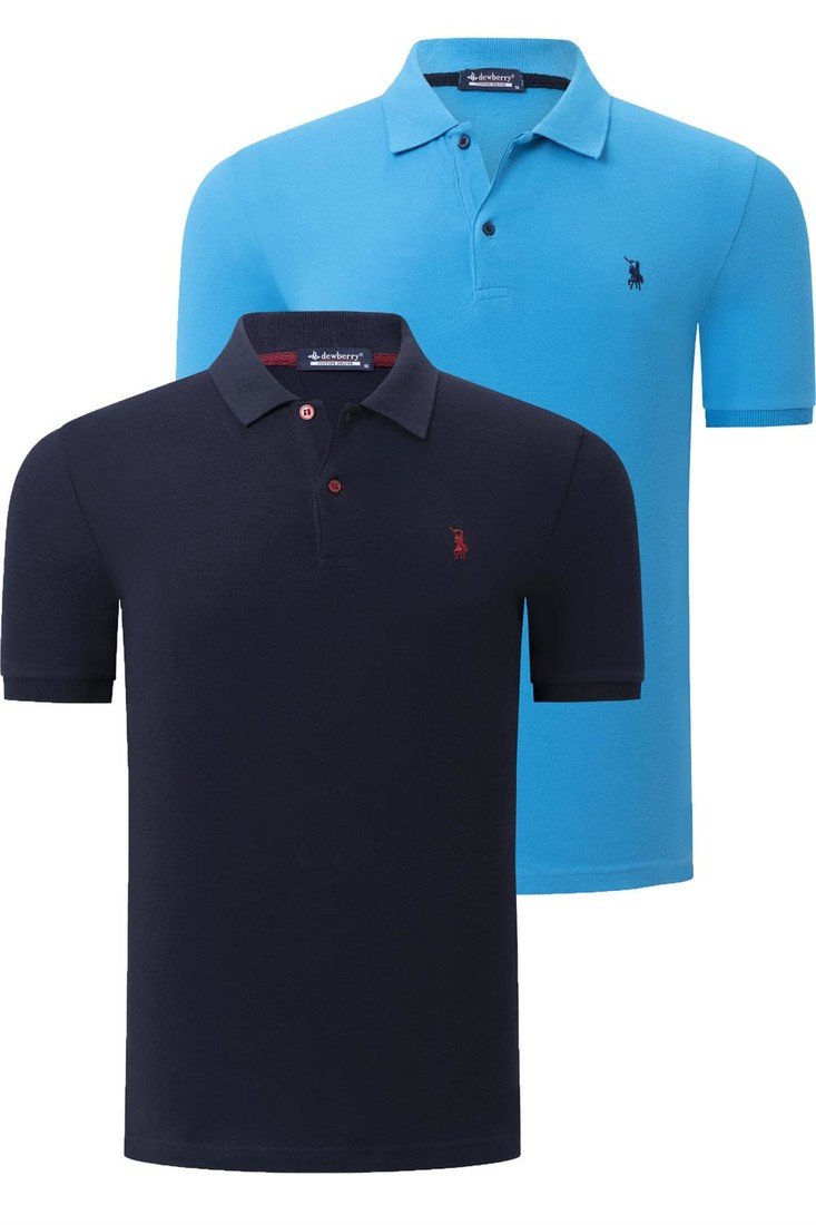 DUO SET T8561 DEWBERRY MEN'S TSHIRT-NAVY-BLUE