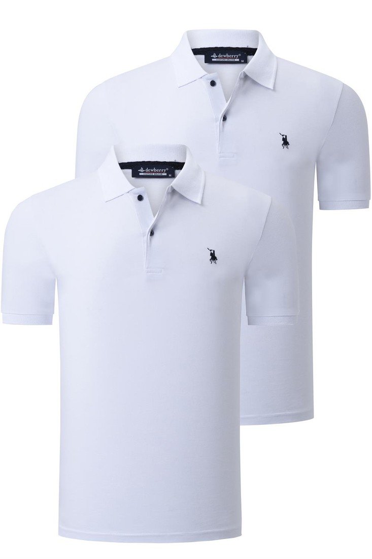 DUO SET T8561 DEWBERRY MENS TSHIRT-WHITE-WHITE