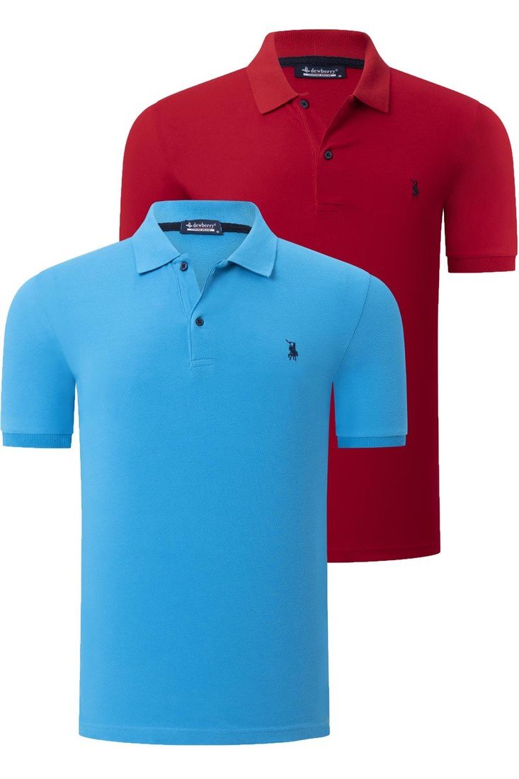 DUO SET T8561 DEWBERRY MEN'S TSHIRT-RED-BLUE