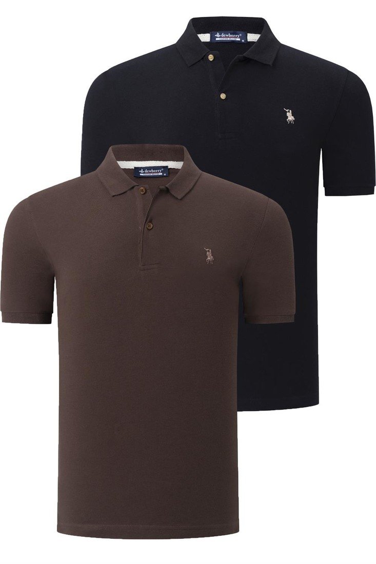DUO SET T8561 DEWBERRY MEN'S TSHIRT-COFFEE-BLACK