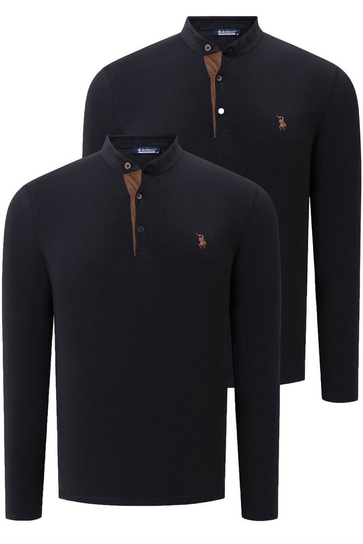 DUO SET V4009 DEWBERRY MENS SWEATSHIRT-BLACK-BLACK