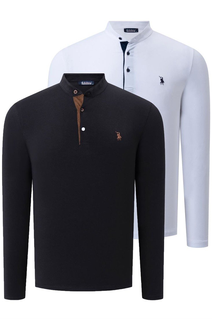 DUO SET V4009 DEWBERRY MENS SWEATSHIRT-WHITE-BLACK