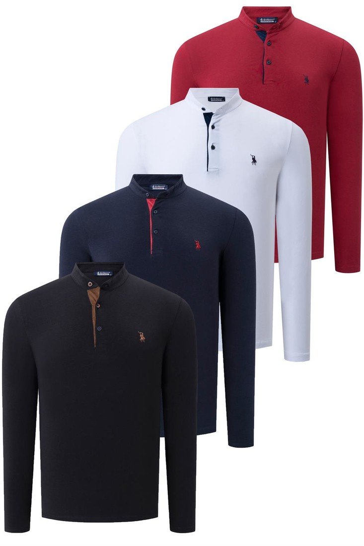 QUAD SET V4009 DEWBERRY MENS SWEATSHIRT-BLACK-WHITE-LACQUERED-BURGUNDY