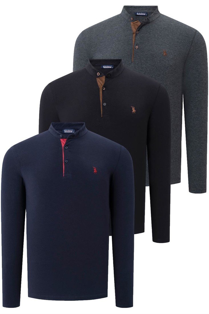 TRIPLE SET V4009 DEWBERRY MENS SWEATSHIRT-BLACK-LACQUER-ANTHRACITE