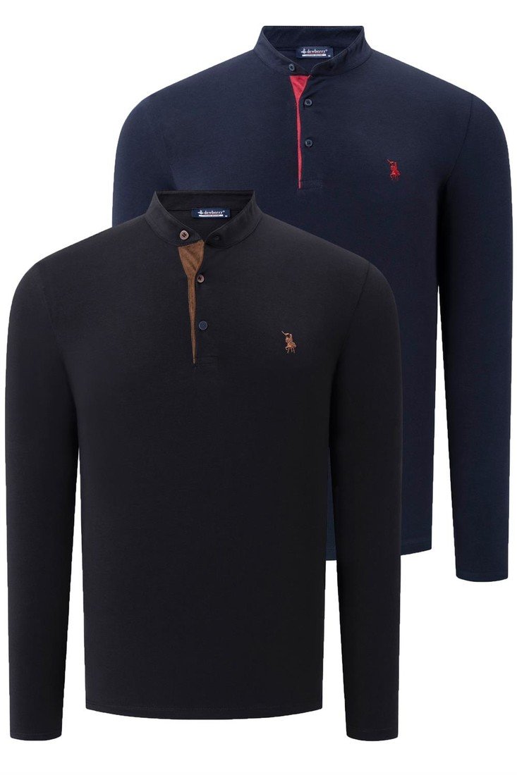 DUO SET V4009 DEWBERRY MENS SWEATSHIRT-BLACK-NAVY BLUE