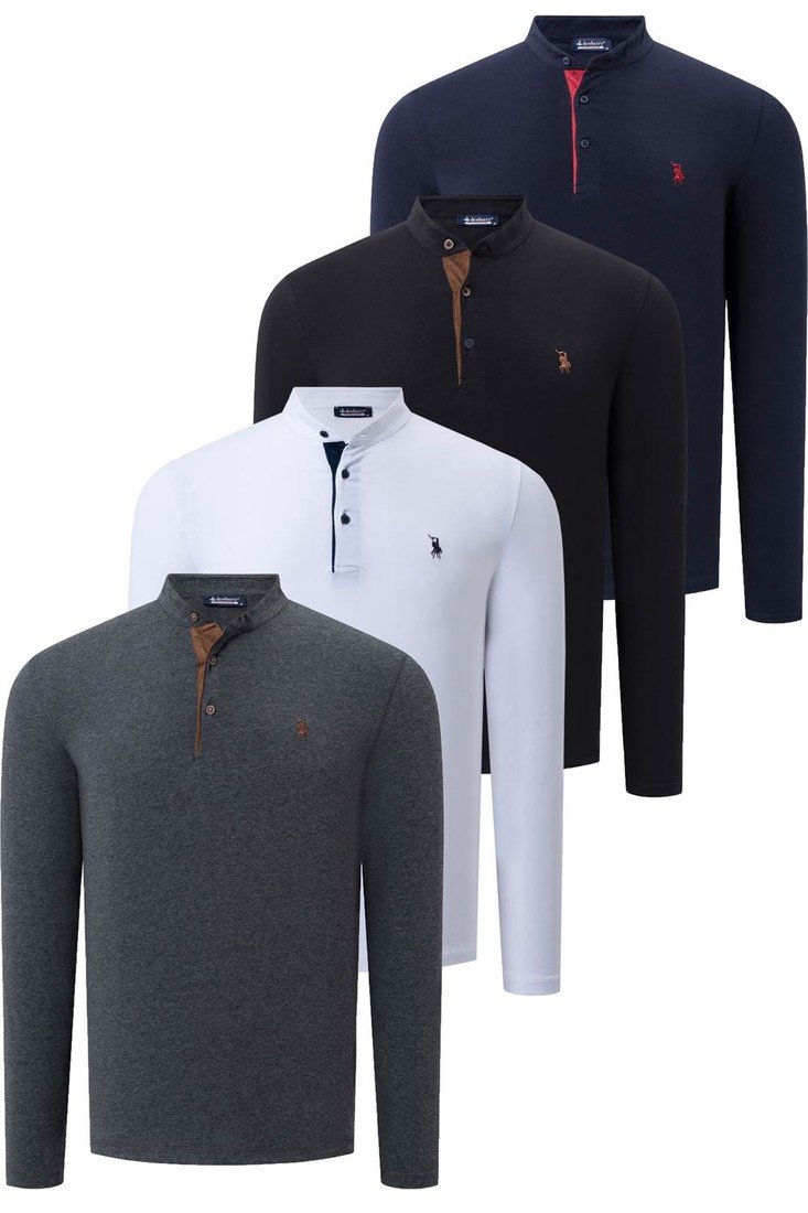 QUAD SET V4009 DEWBERRY MENS SWEATSHIRT-BLACK-ANTHRACITE-LACQUER-WHITE